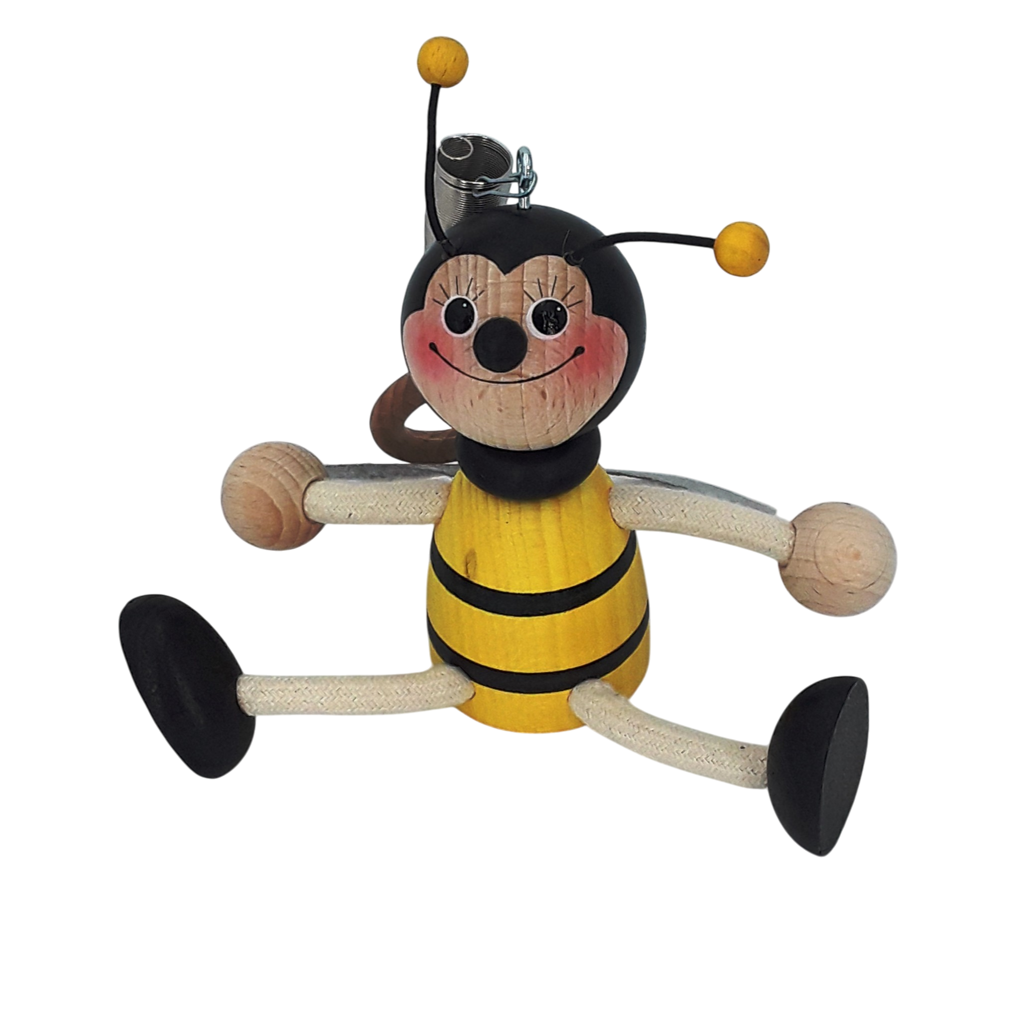 Handcrafted Bumblebee Wooden Bouncy Puppet 🐝