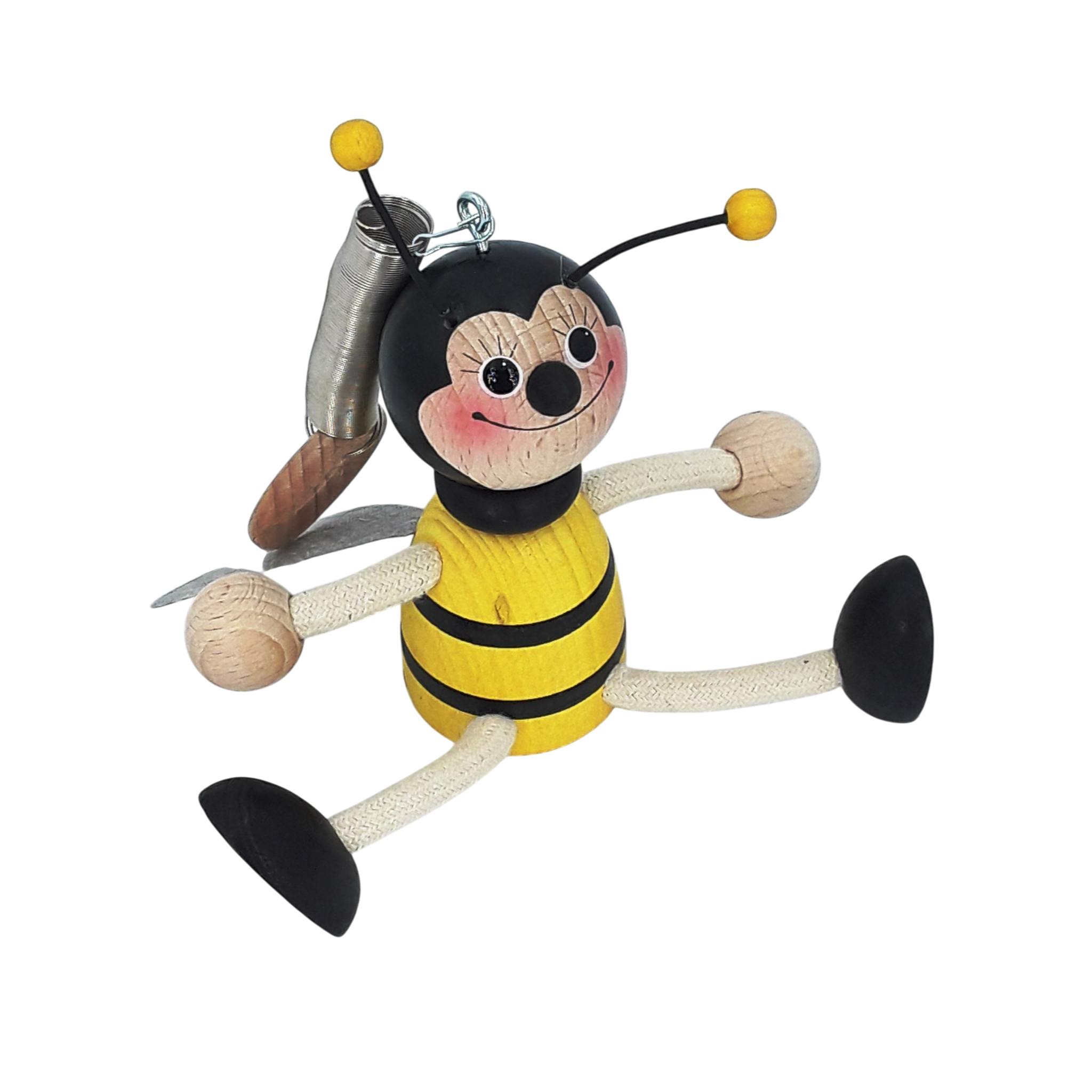 Handcrafted Bumblebee Wooden Bouncy Puppet 🐝