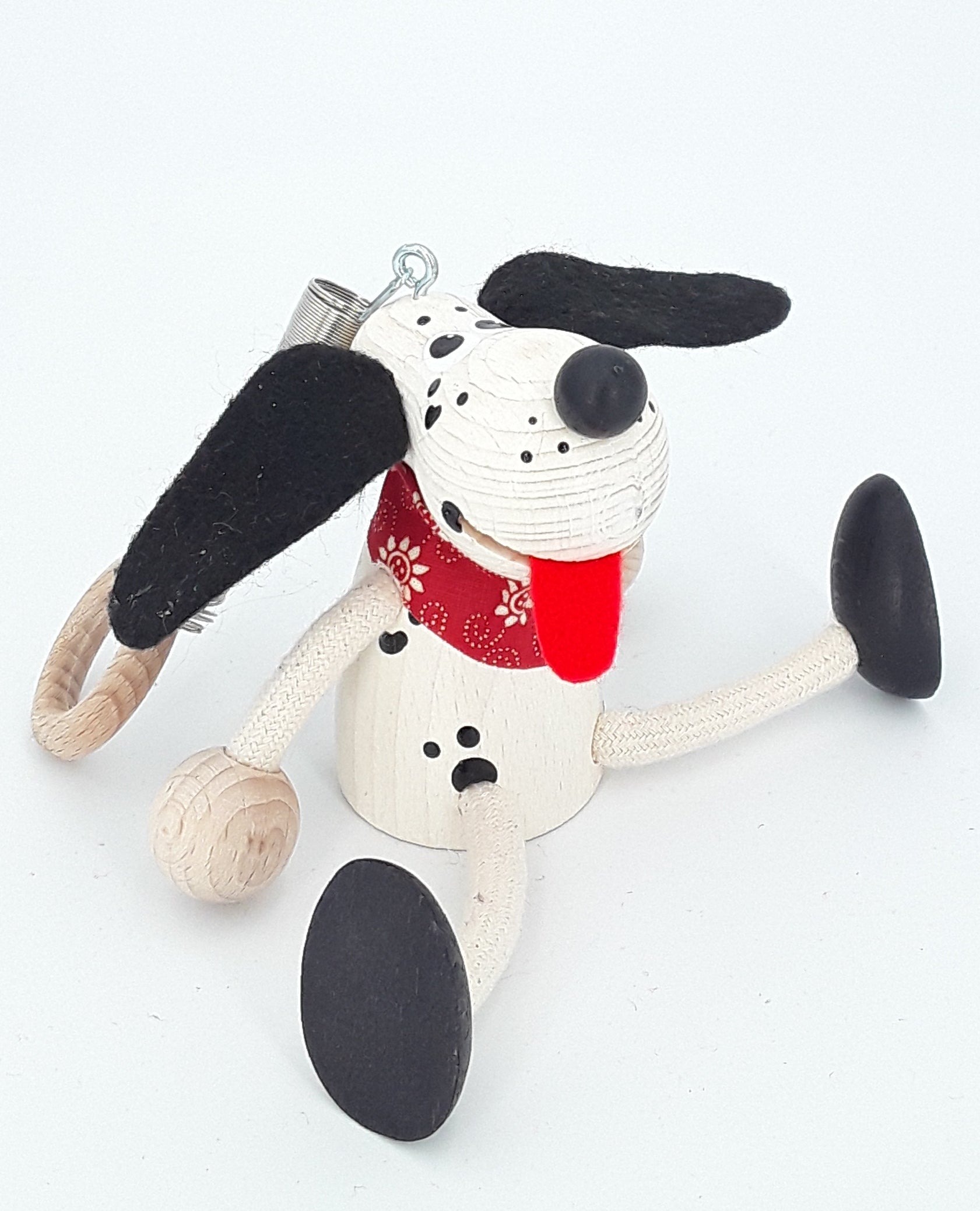 Handcrafted Dalmatian Dog Wooden Bouncy Puppet Nursery Decor 🐶