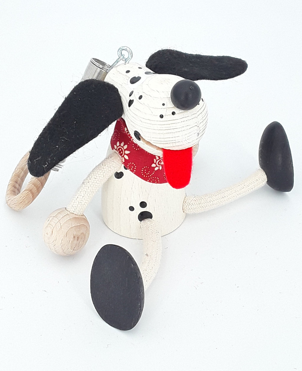 Handcrafted Dalmatian Dog Wooden Bouncy Puppet Nursery Decor 🐶