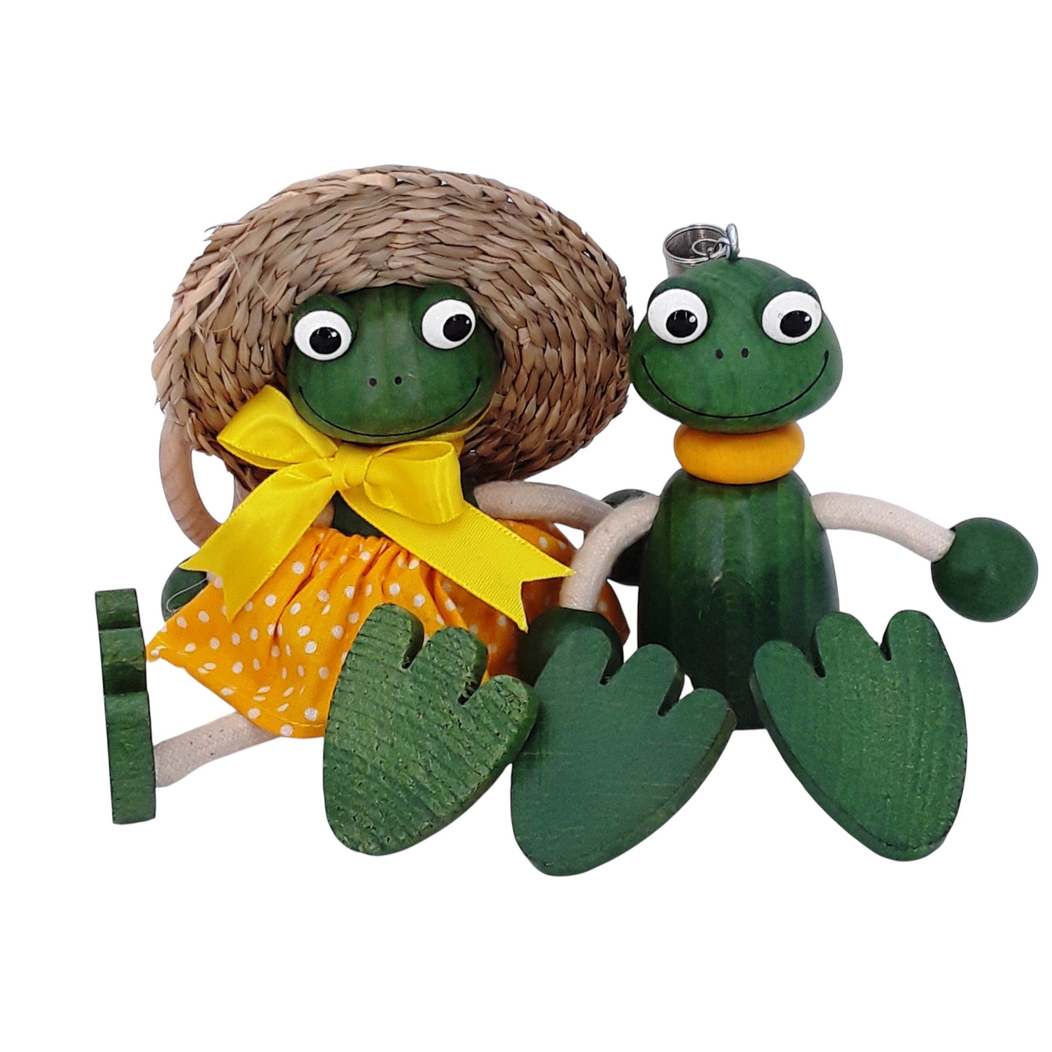 Handcrafted Frog Boy Wooden Bouncy Puppet 🐸💚