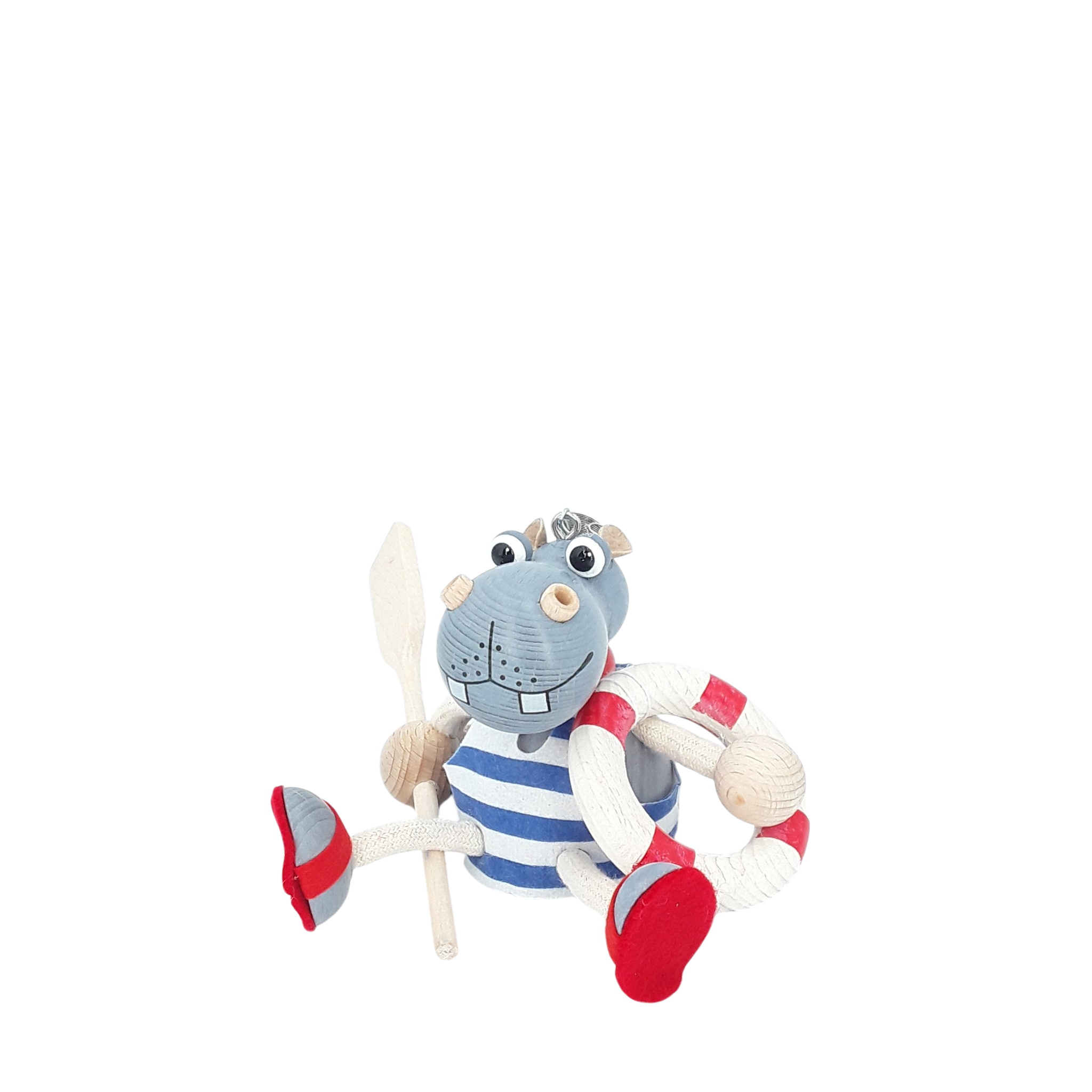 Handcrafted Sailor Hippo Wooden Bouncy Puppet 🦛⚓