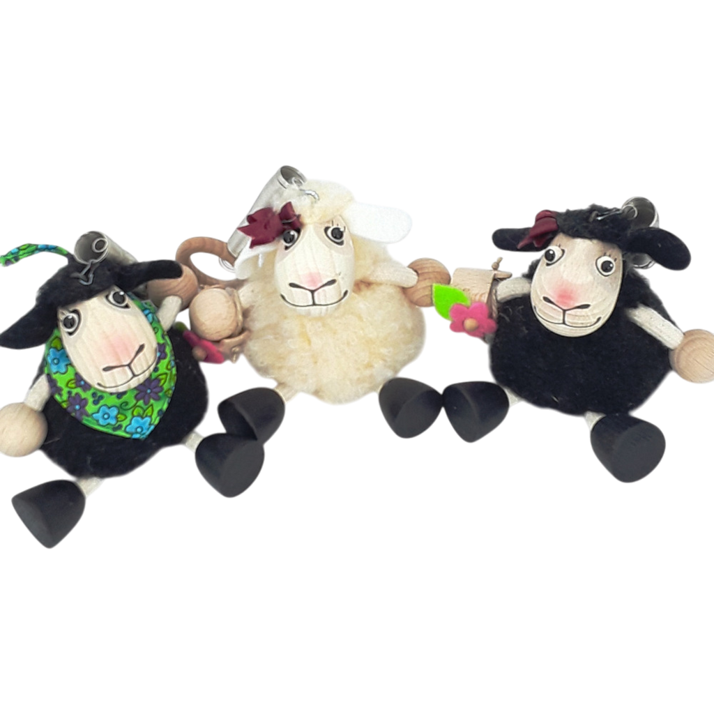 Handcrafted Black Sheep Boy Wooden Bouncy Puppet 🐑🌿