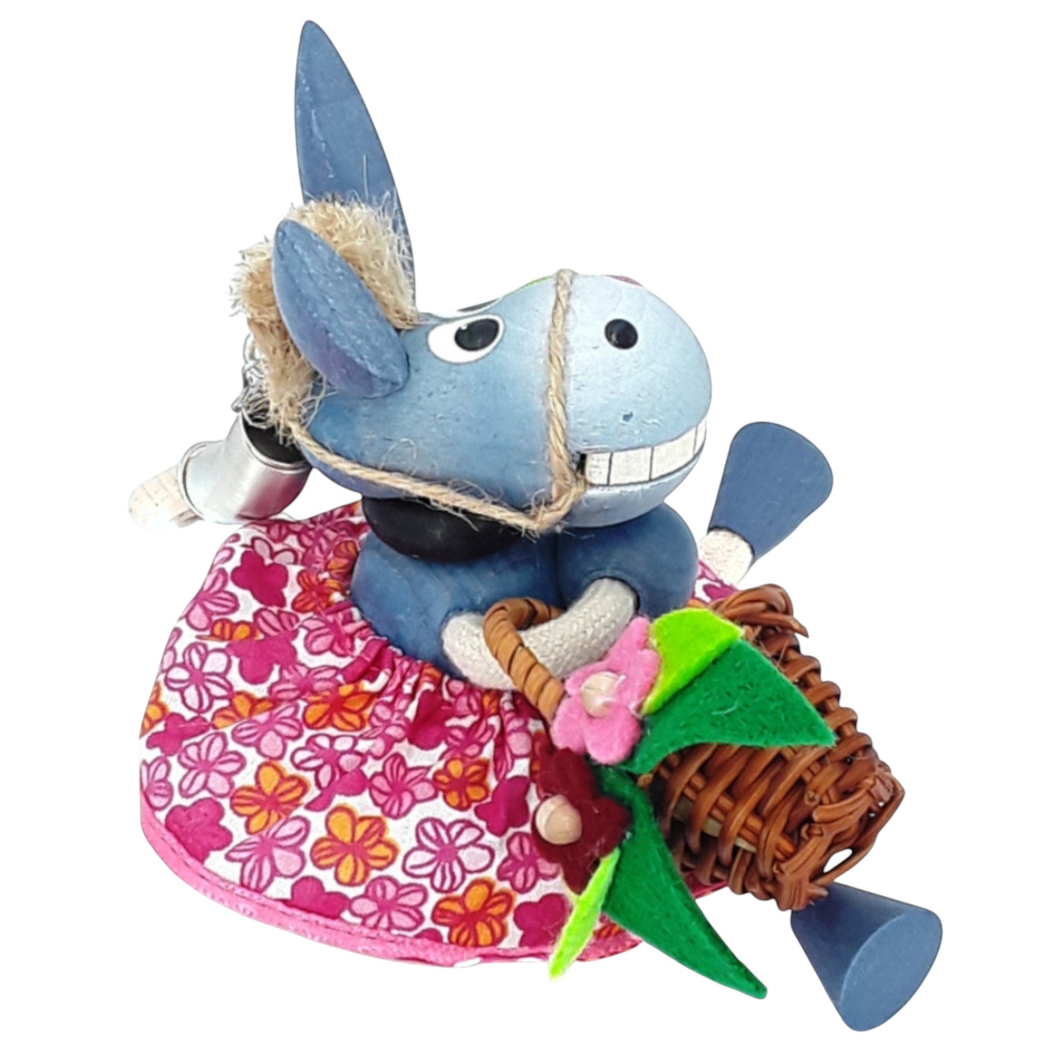 Handcrafted Donkey Girl Wooden Bouncy Puppet 🐴🌸