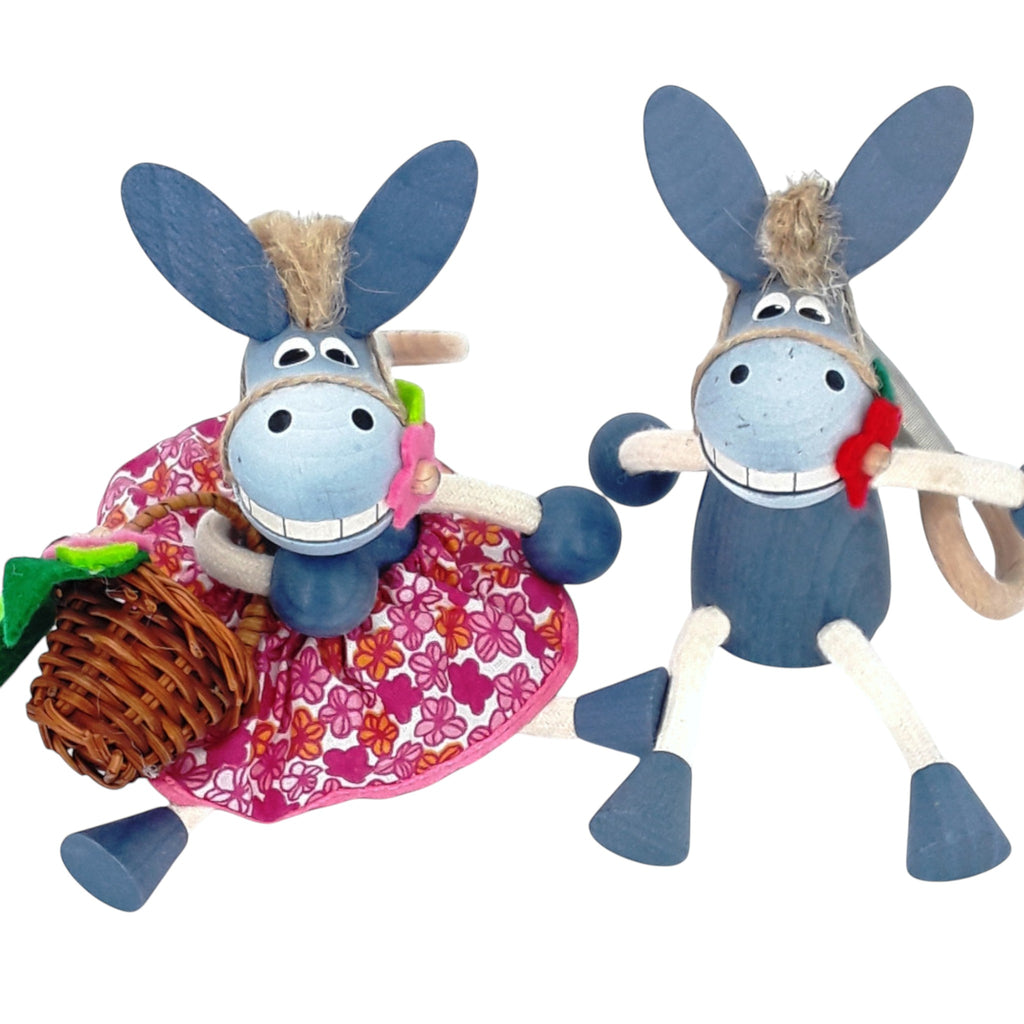 Handcrafted Donkey Girl Wooden Bouncy Puppet 🐴🌸