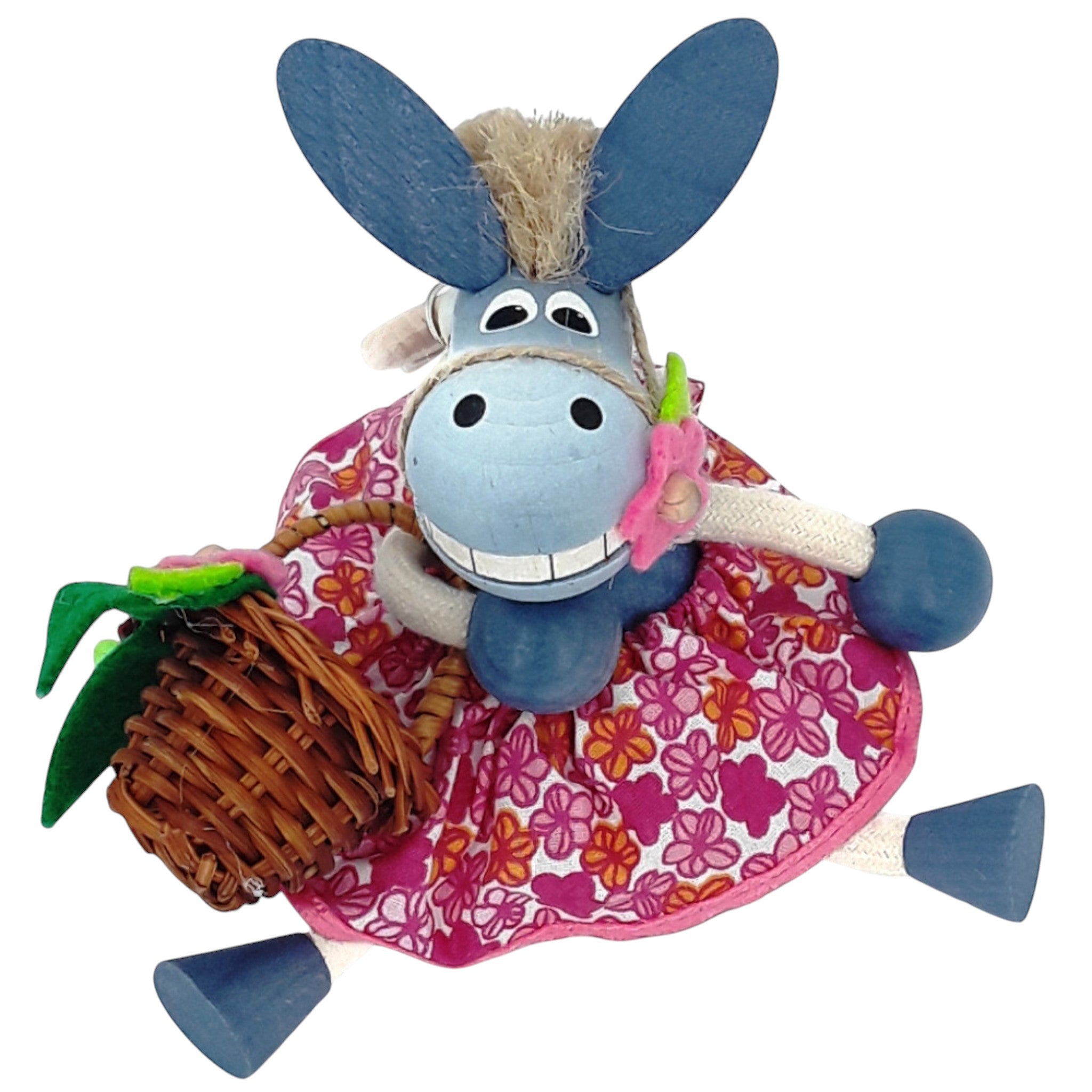 Handcrafted Donkey Girl Wooden Bouncy Puppet 🐴🌸