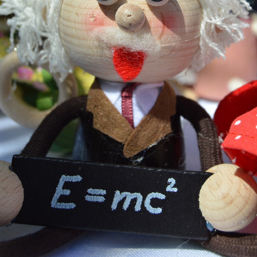 Handcrafted Einstein Wooden Bouncy Puppet 🧑‍🔬⚡