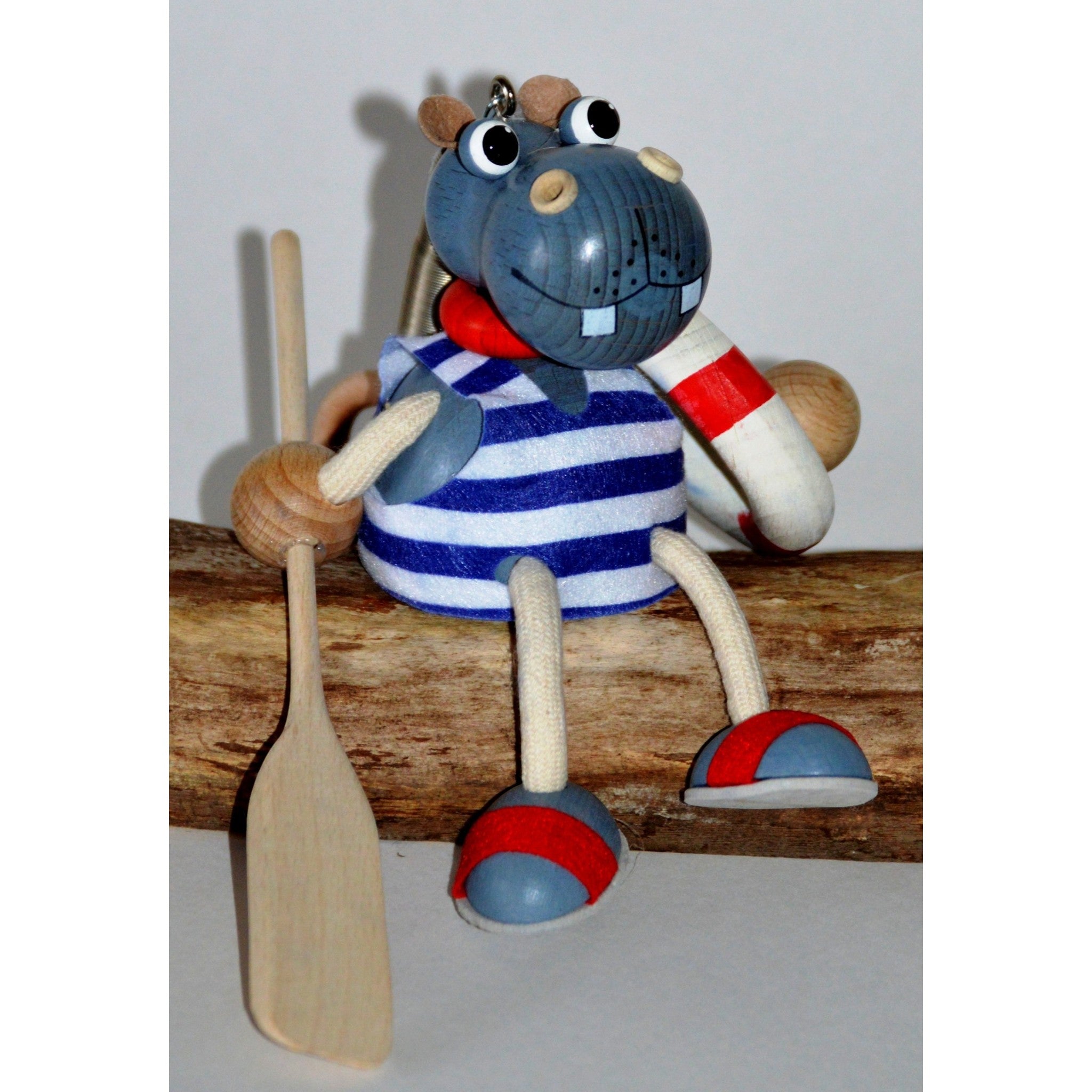 Handcrafted Sailor Hippo Wooden Bouncy Puppet 🦛⚓