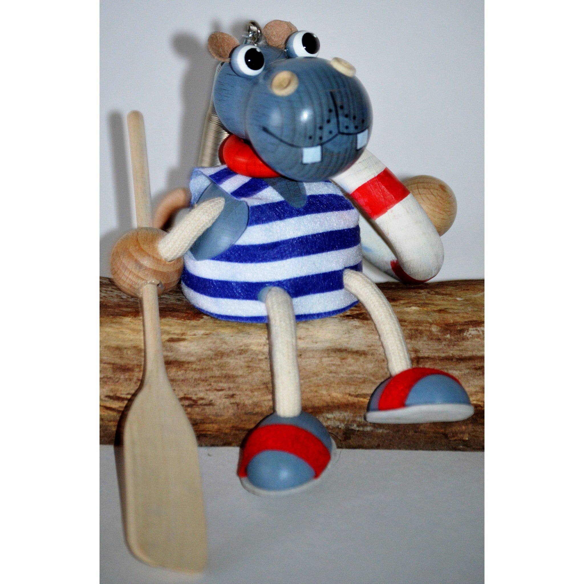 Handcrafted Sailor Hippo Wooden Bouncy Puppet 🦛⚓
