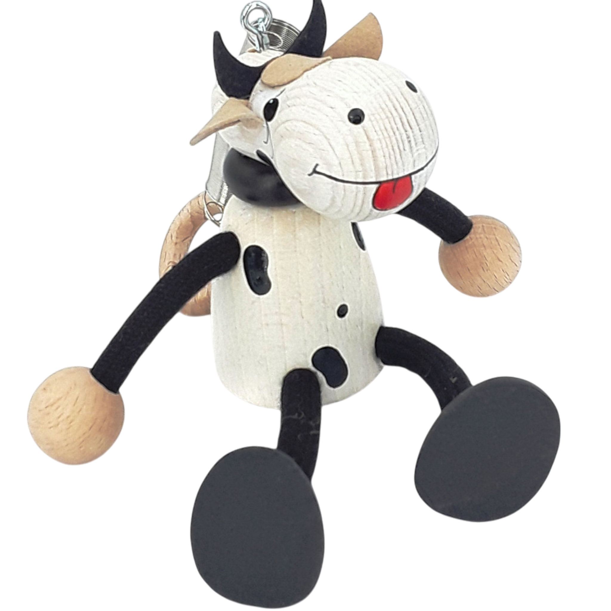 Handcrafted Cow Boy Wooden Bouncy Puppet 🐄✨