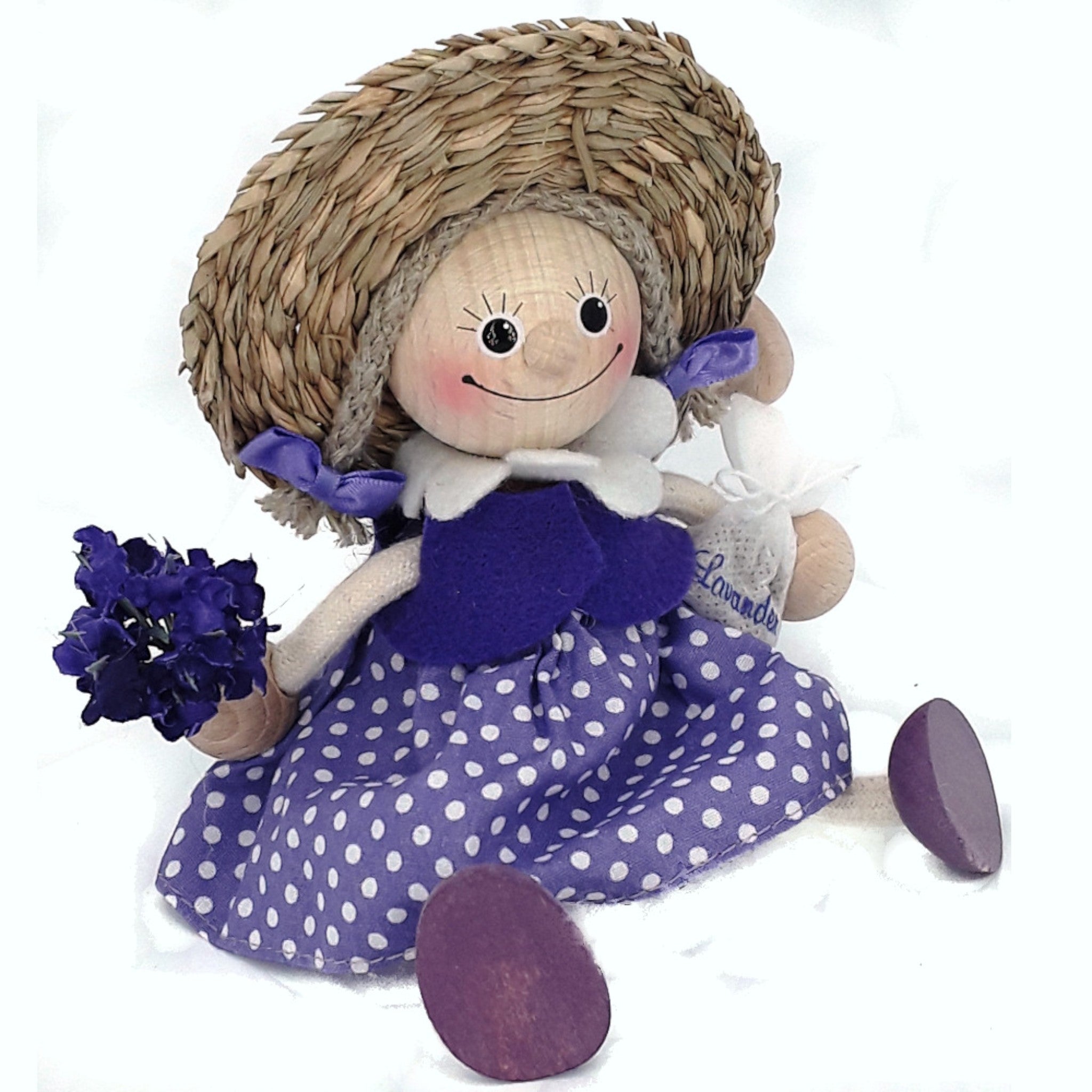 Handcrafted Lavender Girl Wooden Bouncy Puppet 💐💜