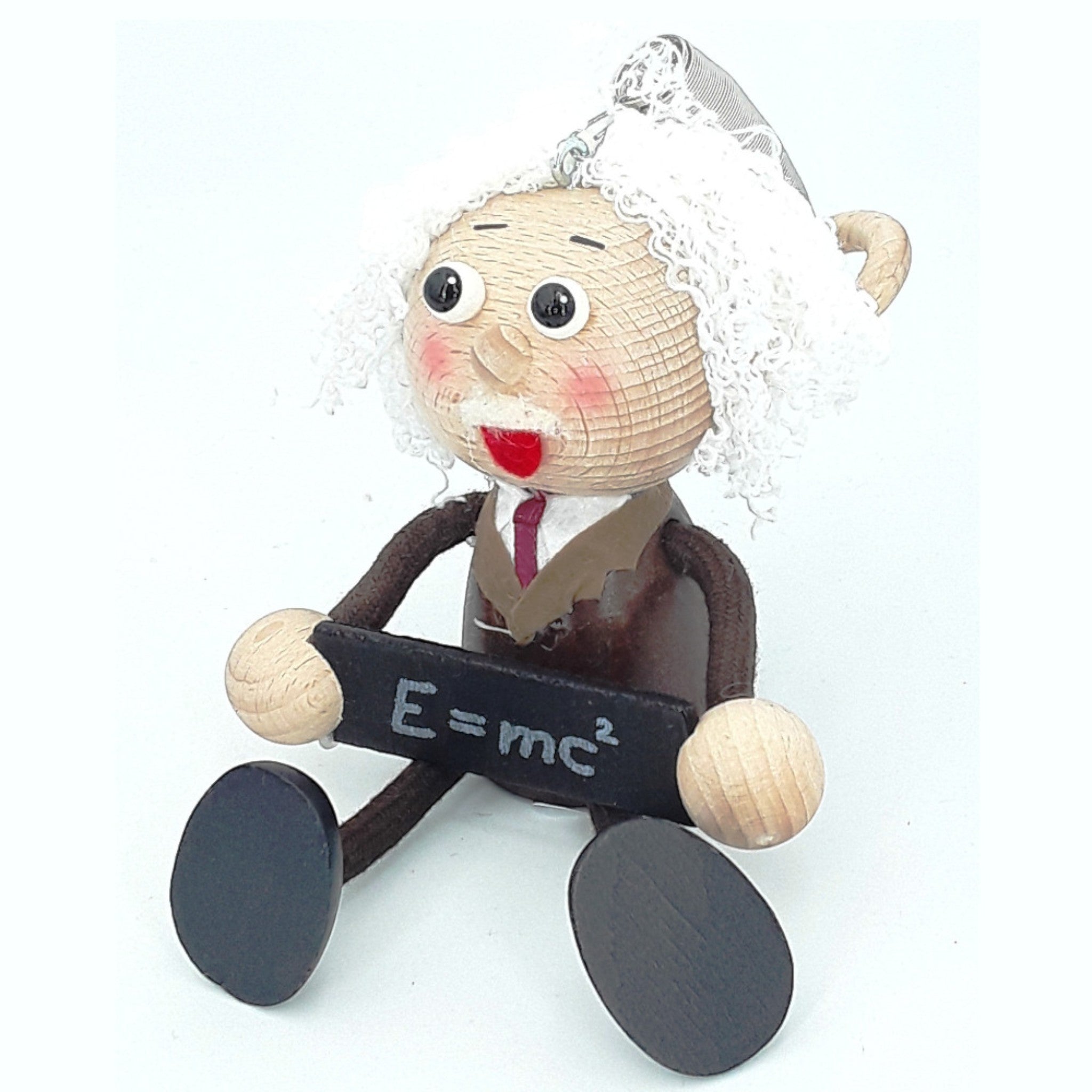 Handcrafted Einstein Wooden Bouncy Puppet 🧑‍🔬⚡