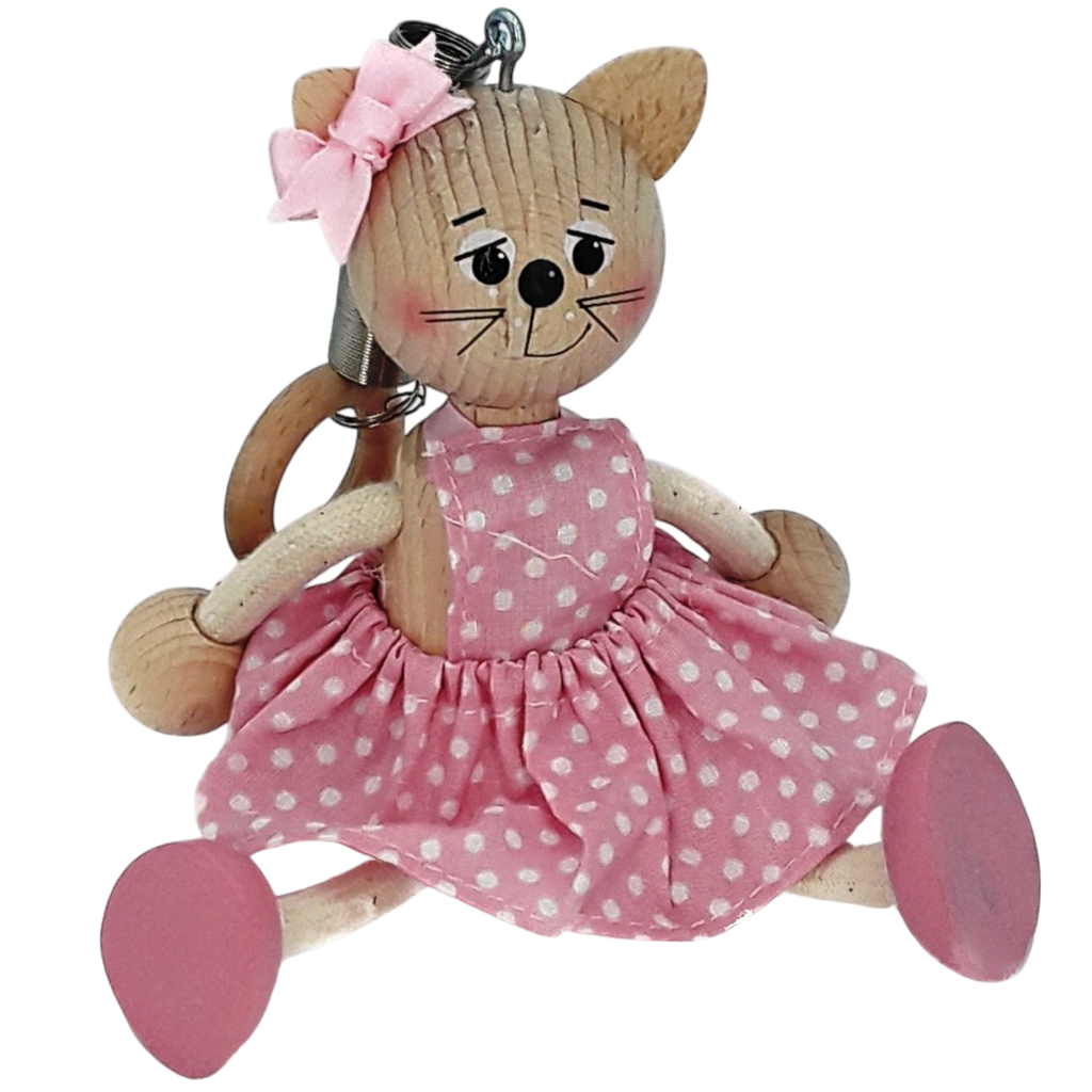 Handcrafted Cat Girl Wooden Bouncy Puppet 🐱🎀