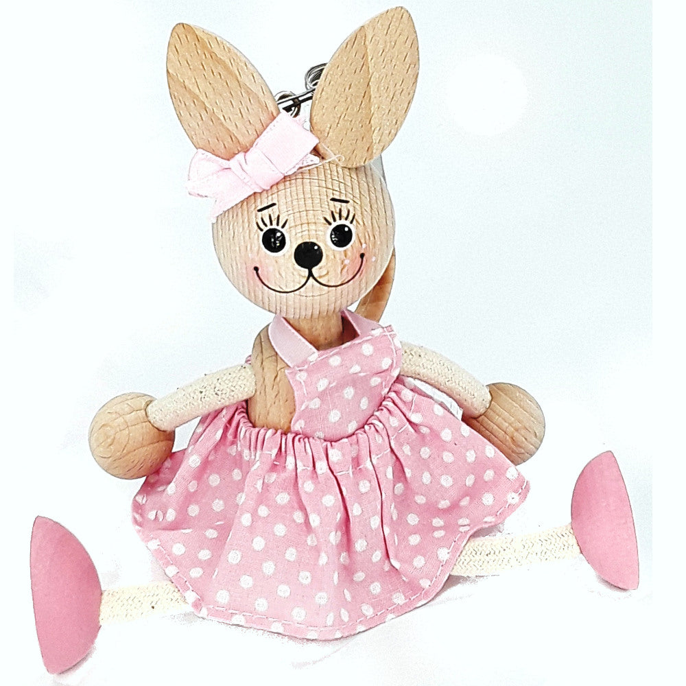 Handcrafted Bunny Girl Wooden Bouncy Puppet 🐰💗